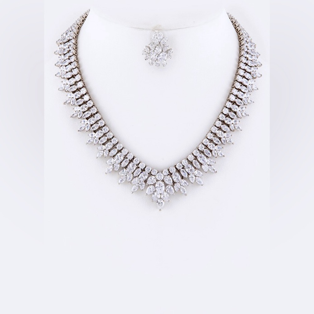 Cubic Zirconia Statement Necklace Set